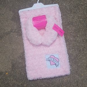Betsey Johnson Pink Roses Baby Pillow Blanket Set